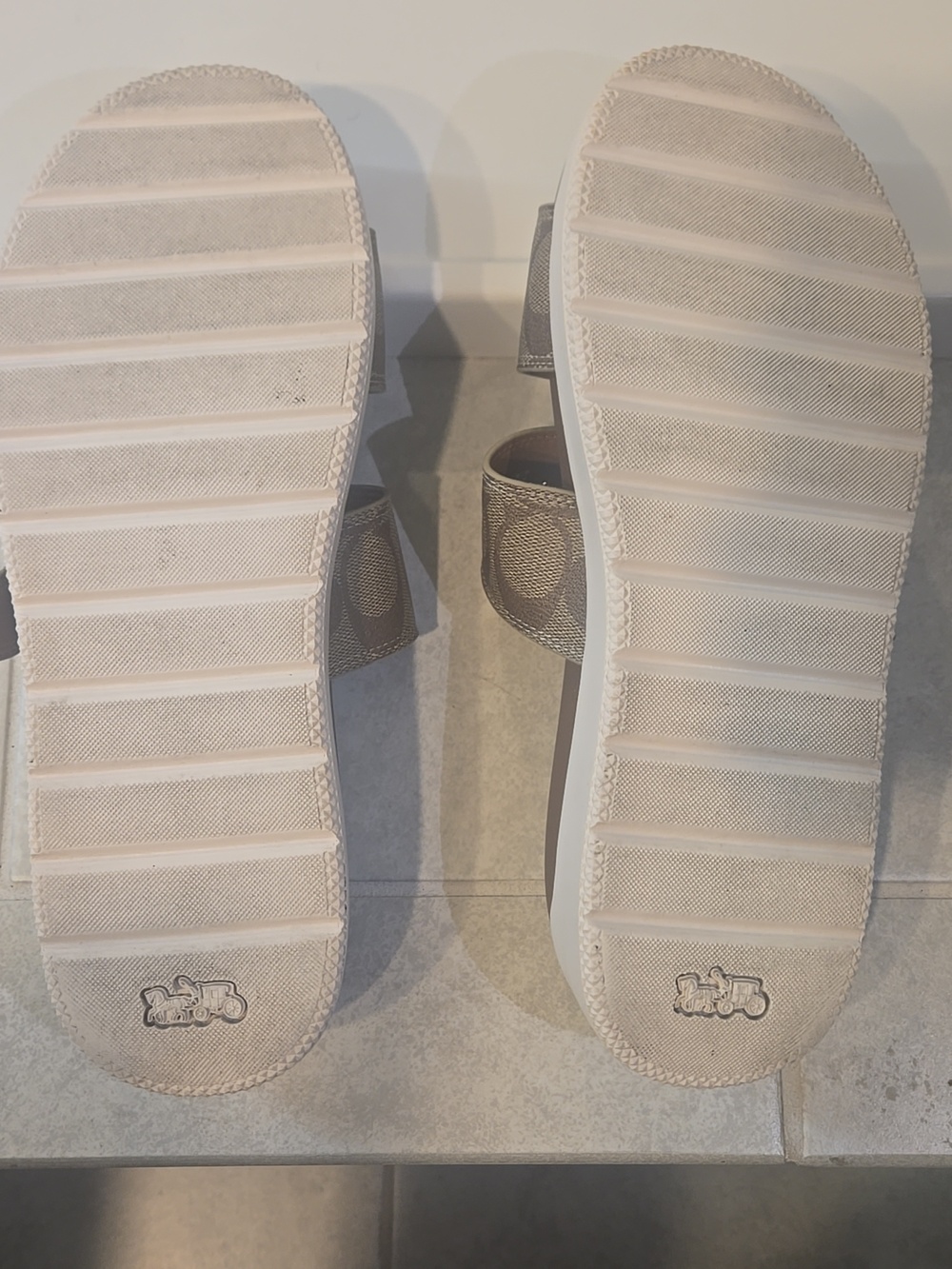 Coach Women's Brown Signature Double-Strap Slide Sandals - Picture 6 of 6